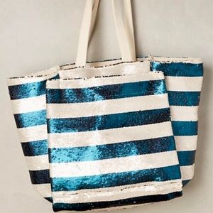 *Firm* Glam Anthropologie Sequin Glimmer Tote Bag - image 1